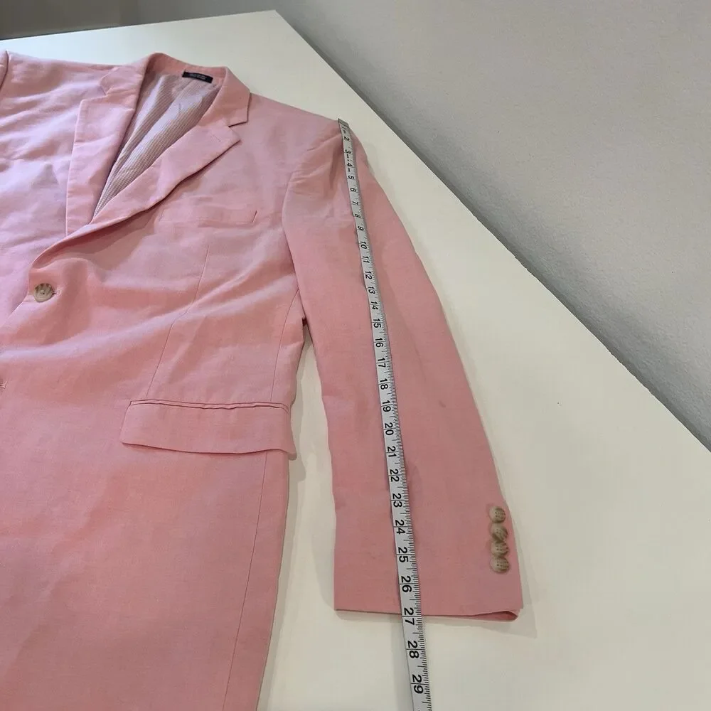 Saddlebred Men's 44L Pink 2 Button 100% Cotton Blazer Sport Coat Jacket